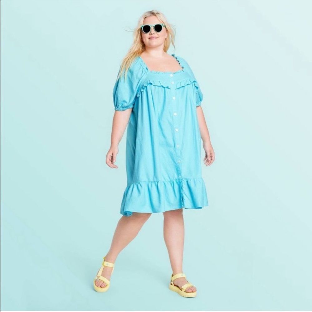 Stoney Clover Lane x Target Blue Short Sleeve Ruffle Dress